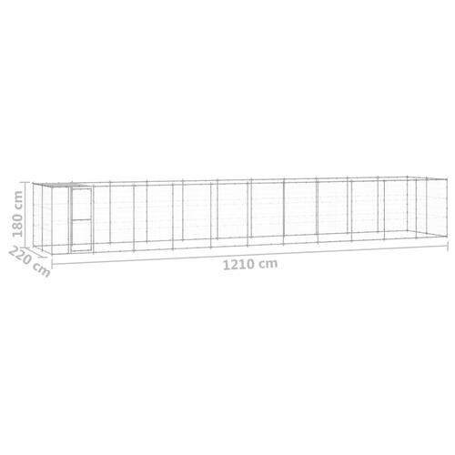 Udendørs hundebur med tag 26,62 m² galvaniseret stål