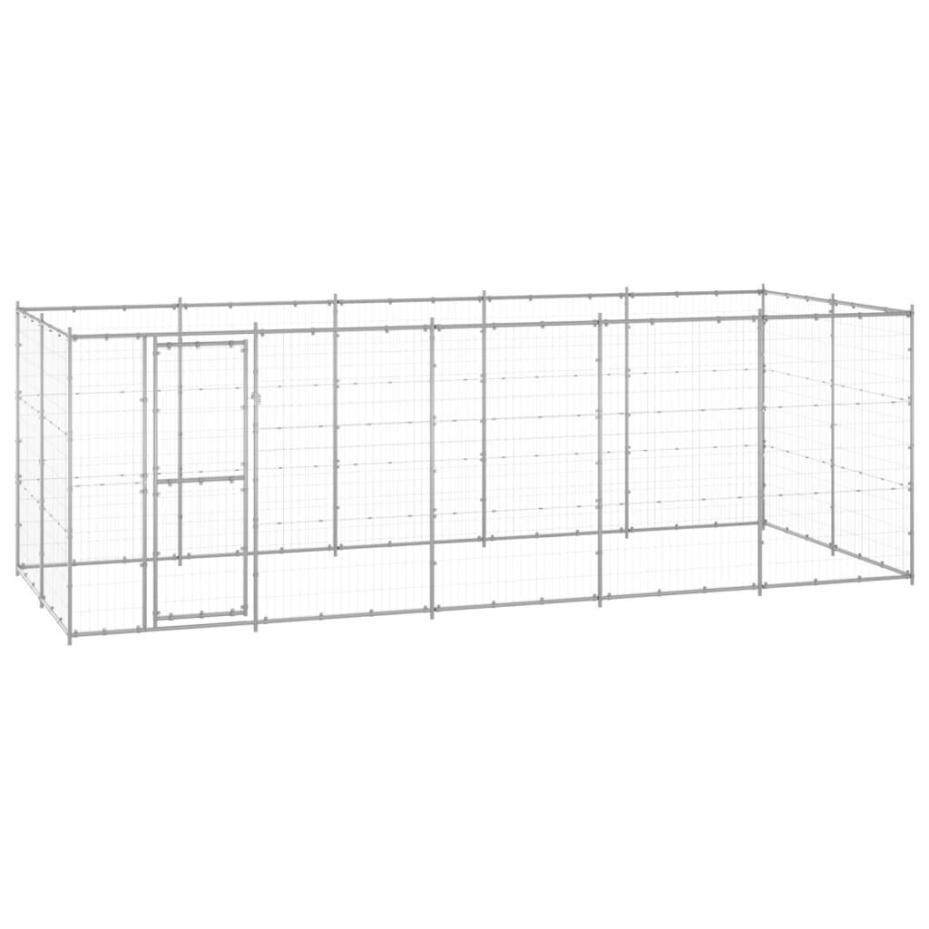 Udendørs hundebur 12,1 m² galvaniseret stål
