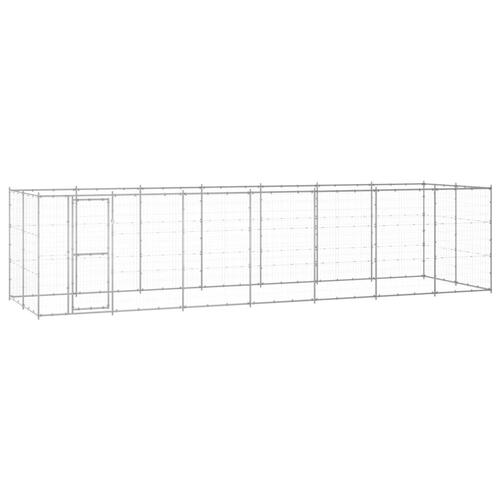 Udendørs hundebur 16,94 m² galvaniseret stål