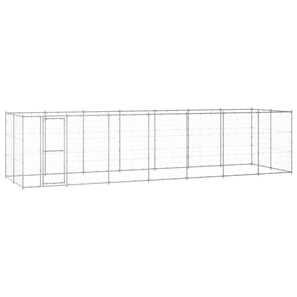 Udendørs hundebur 16,94 m² galvaniseret stål