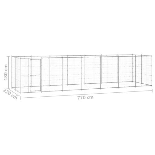 Udendørs hundebur 16,94 m² galvaniseret stål