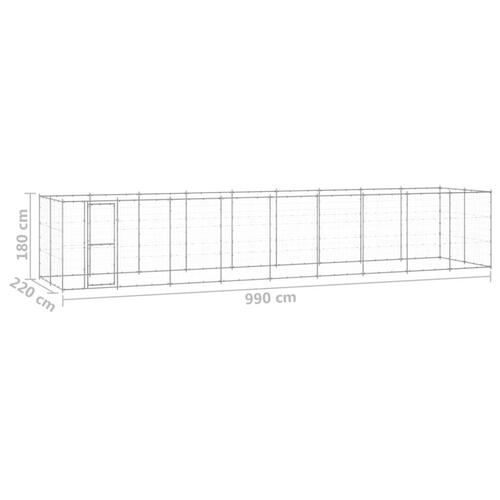 Udendørs hundebur 21,78 m² galvaniseret stål