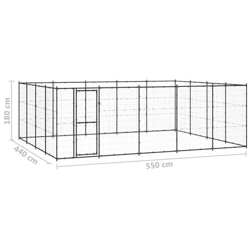 Udendørs hundebur 24,2 m² stål