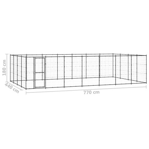 Udendørs hundebur 33,88 m² stål