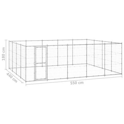 Udendørs hundebur 24,2 m² galvaniseret stål