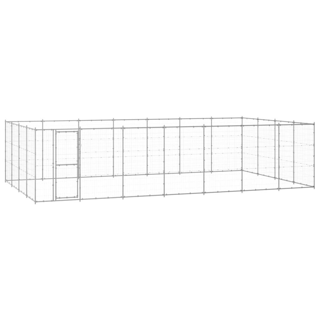Udendørs hundebur 33,88 m² galvaniseret stål