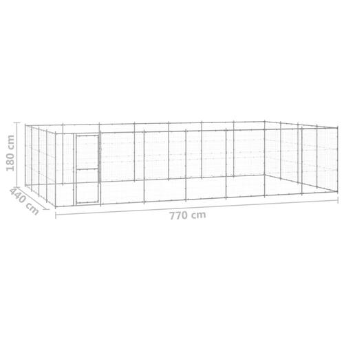 Udendørs hundebur 33,88 m² galvaniseret stål