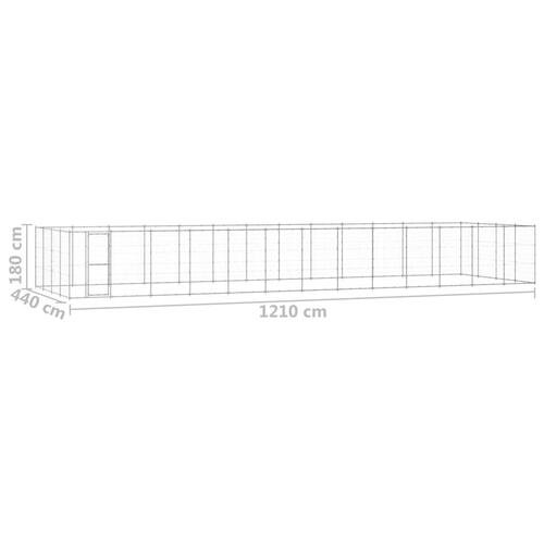 Udendørs hundebur 53,24 m² galvaniseret stål