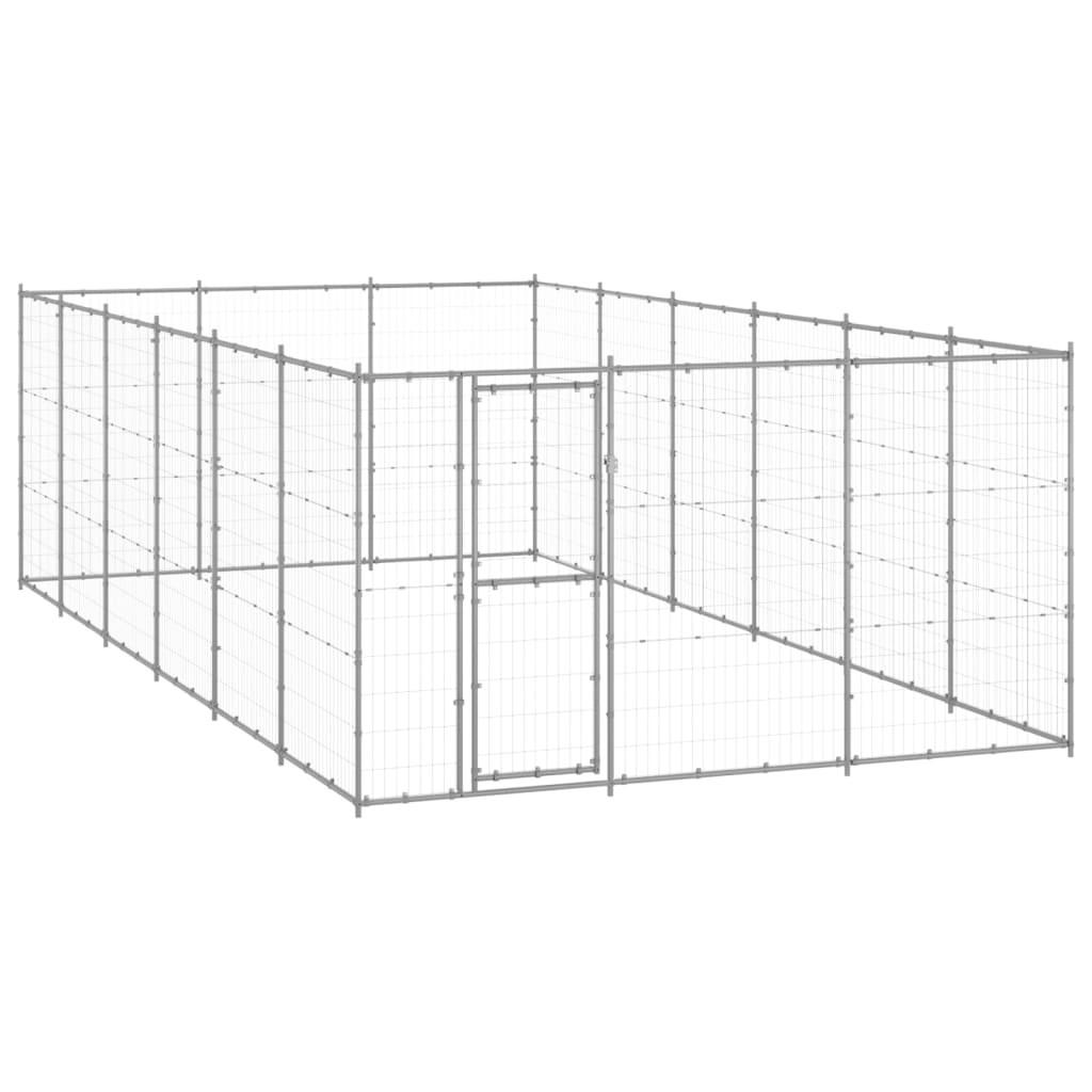 Udendørs hundebur 21,78 m² galvaniseret stål