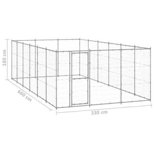 Udendørs hundebur 21,78 m² galvaniseret stål