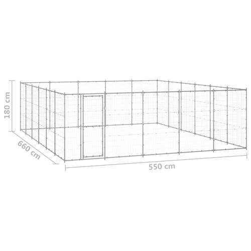 Udendørs hundebur 36,3 m² galvaniseret stål