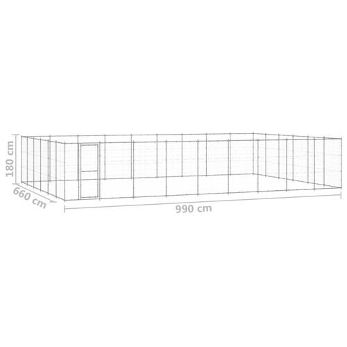 Udendørs hundebur 65,34 m² galvaniseret stål