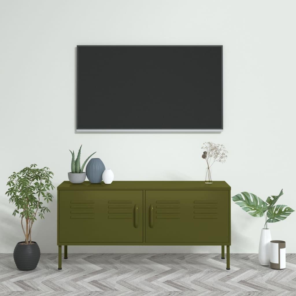 Tv-skab 105x35x50 cm stål olivengrøn