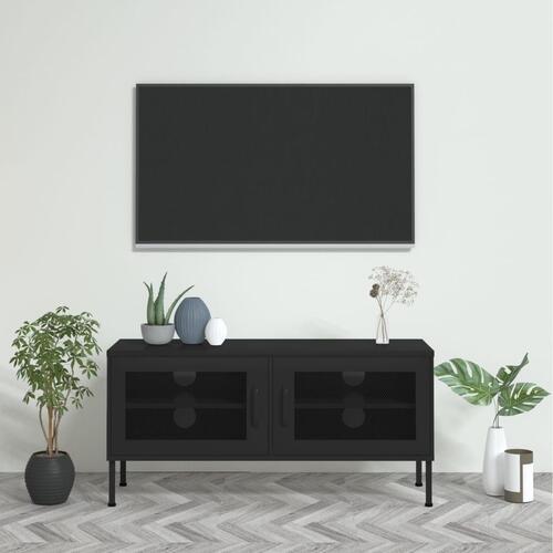 Tv-skab 105x35x50 cm stål Sort