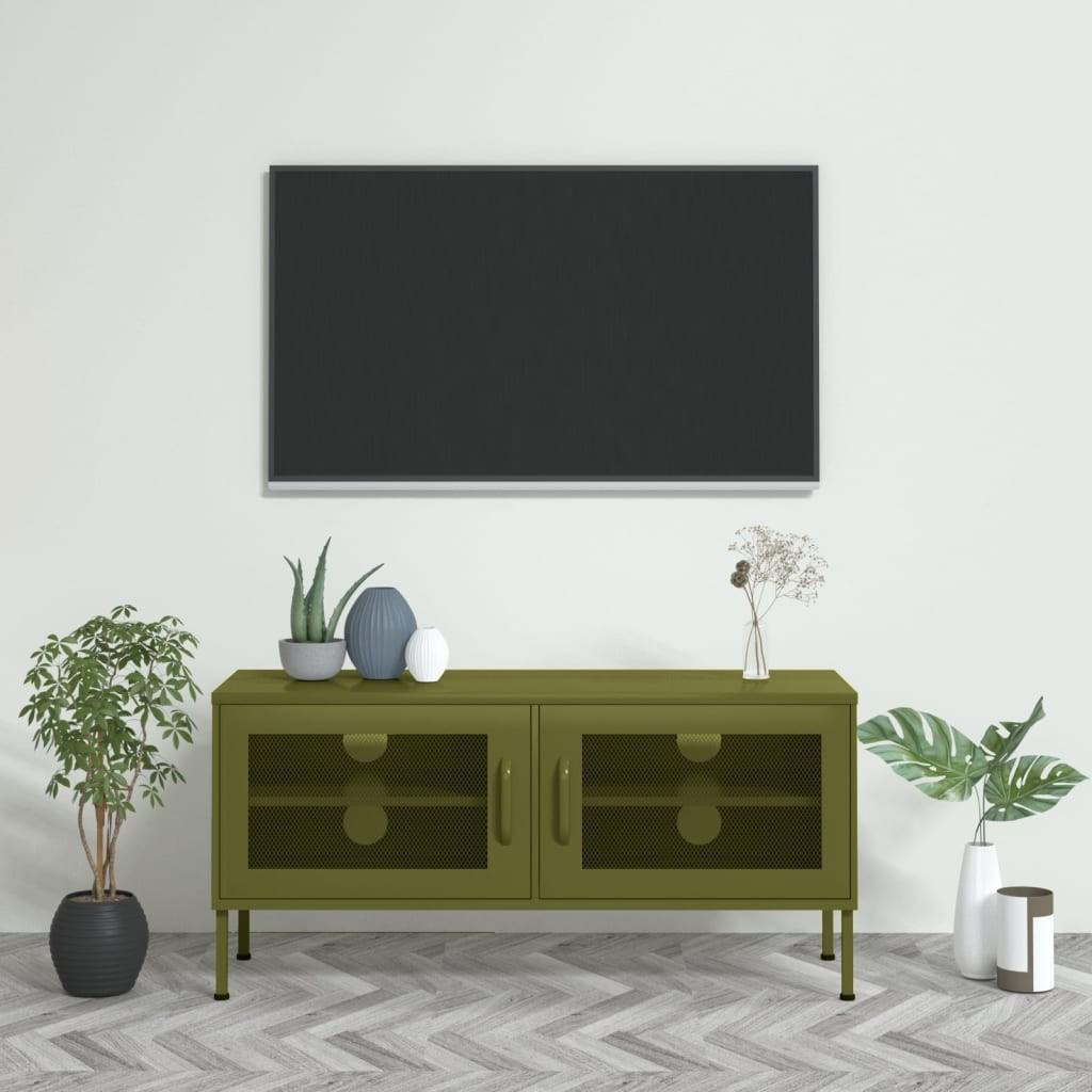 Tv-skab 105x35x50 cm stål olivengrøn