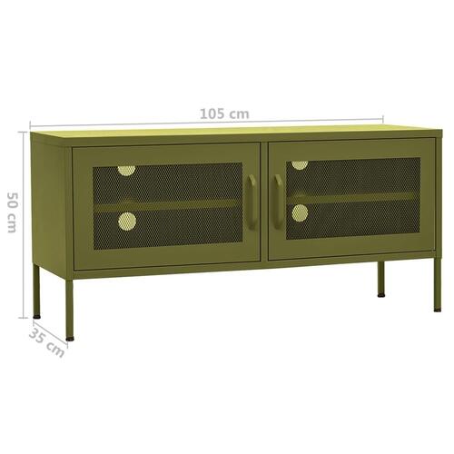 Tv-skab 105x35x50 cm stål olivengrøn