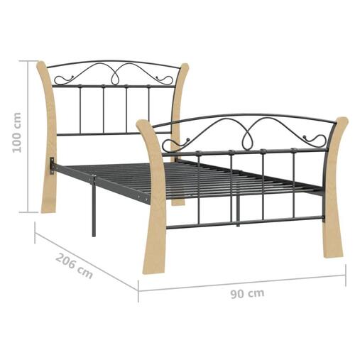 Sengestel 90x200 cm metal sort