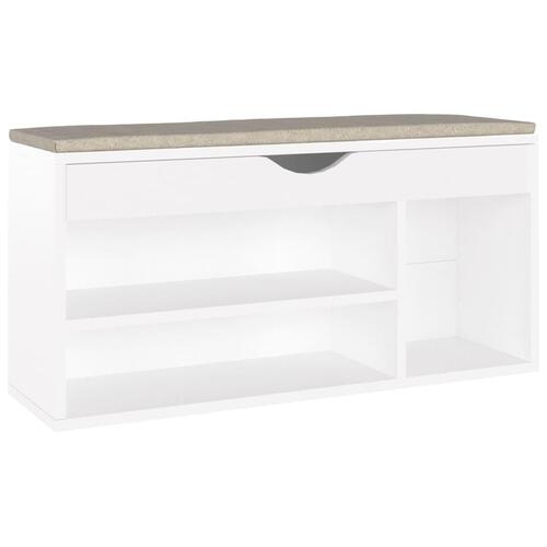 Skobænk med hynde 104x30x49 cm spånplade hvid