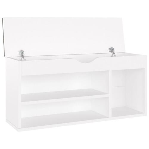 Skobænk med hynde 104x30x49 cm spånplade hvid