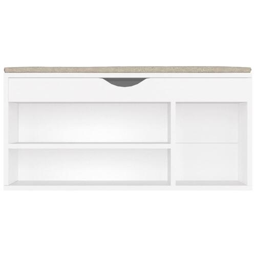 Skobænk med hynde 104x30x49 cm spånplade hvid