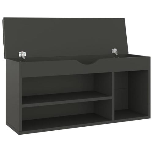 Skobænk med hynde 104x30x49 cm spånplade grå