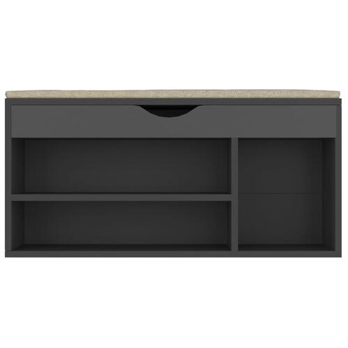 Skobænk med hynde 104x30x49 cm spånplade grå