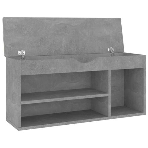 Skobænk med hynde 104x30x49 cm spånplade betongrå