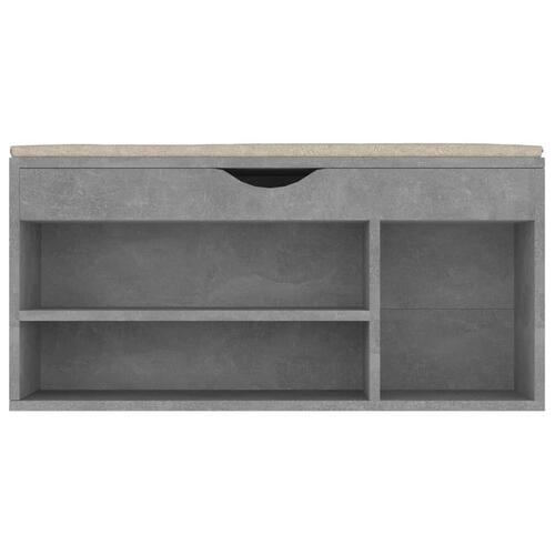 Skobænk med hynde 104x30x49 cm spånplade betongrå