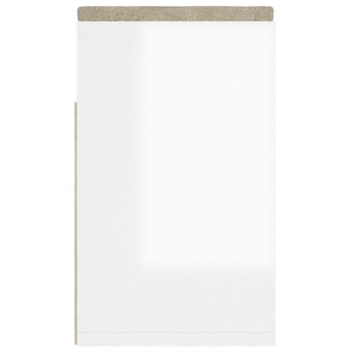 Skobænk med hynde 104x30x49 cm spånplade hvid højglans