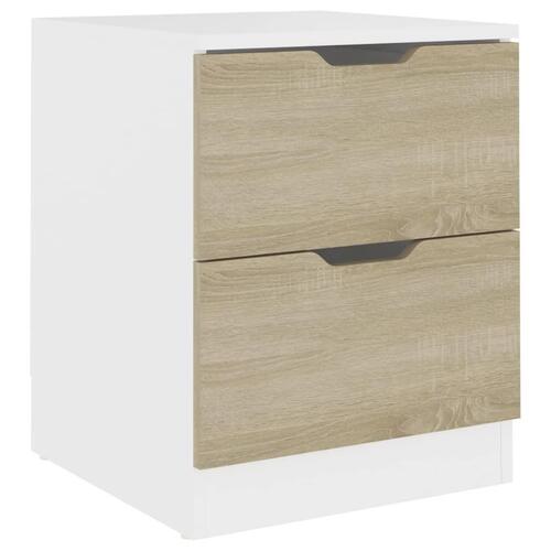 Sengeborde 2 stk. 40x40x50 cm spånplade hvid og sonoma-eg