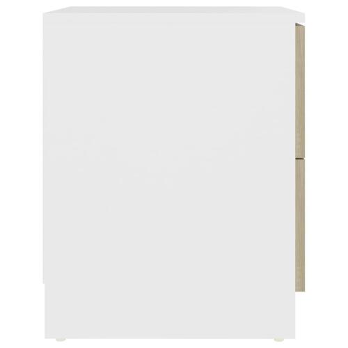 Sengeborde 2 stk. 40x40x50 cm spånplade hvid og sonoma-eg