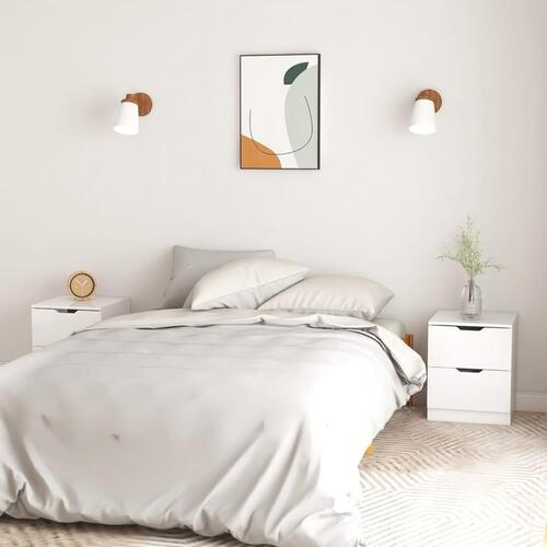 Sengeskabe 2 stk. 40x40x50 cm spånplade hvid højglans