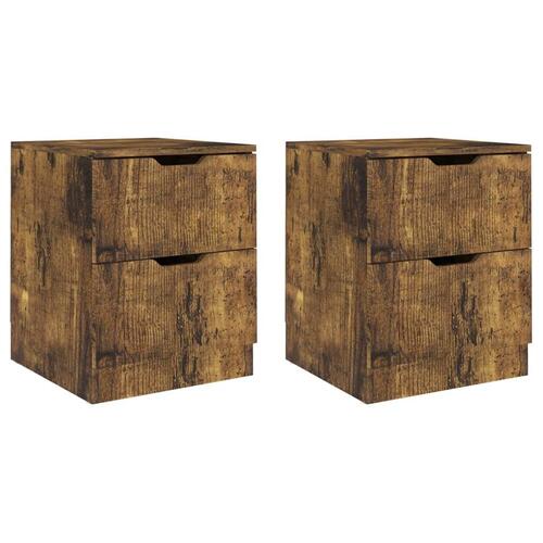 Sengeborde 2 stk. 40x40x50 cm spånplade røget egetræsfarve