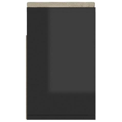Skobænk med hynde 104x30x49 cm spånplade sort højglans