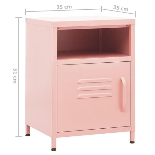 Natbord 35x35x51 cm stål pink