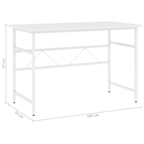 Computerbord 105x55x72 cm MDF og metal hvid