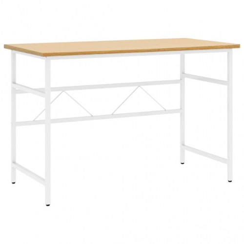 Computerbord 105x55x72 cm MDF metal hvid og lys egetræsfarvet