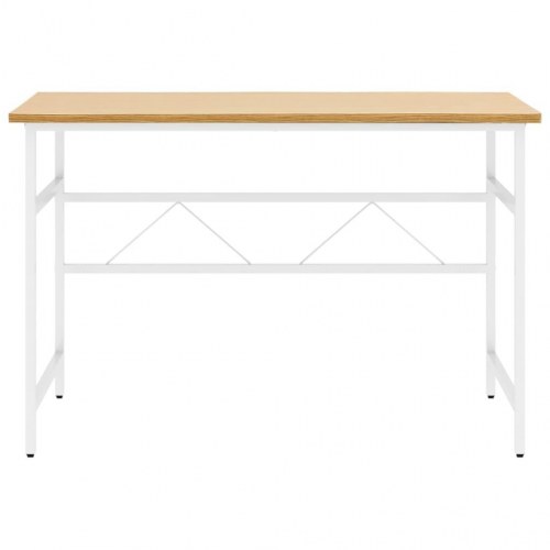 Computerbord 105x55x72 cm MDF metal hvid og lys egetræsfarvet