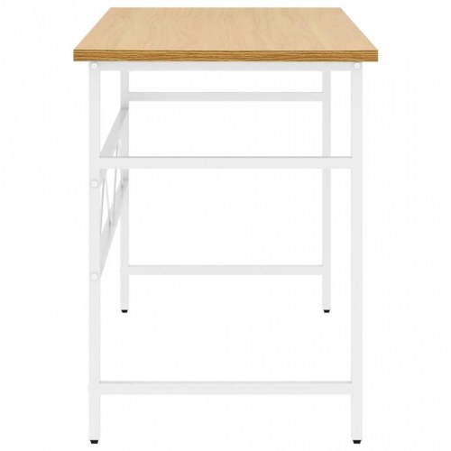 Computerbord 105x55x72 cm MDF metal hvid og lys egetræsfarvet