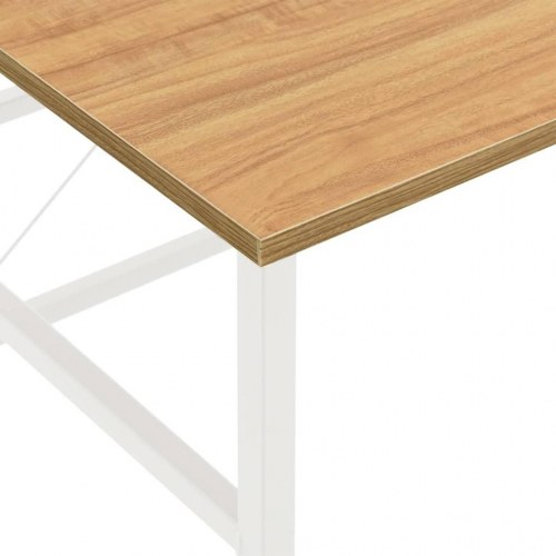 Computerbord 105x55x72 cm MDF metal hvid og lys egetræsfarvet