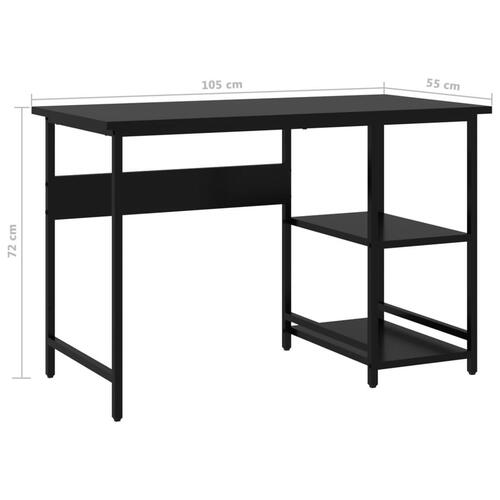 Computerbord 105x55x72 cm MDF og metal sort