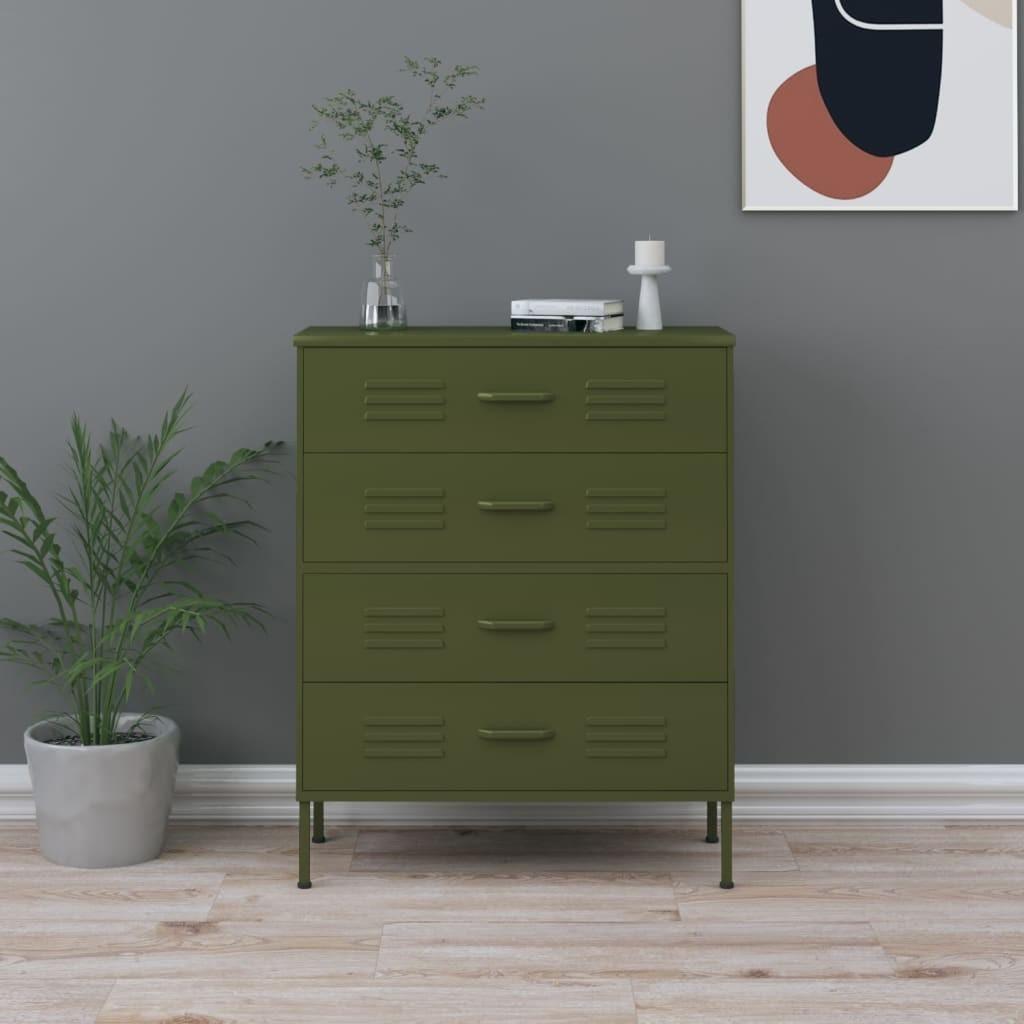 Kommode 80x35x101,5 cm olivengrøn