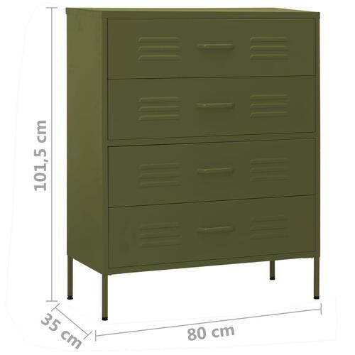 Kommode 80x35x101,5 cm olivengrøn