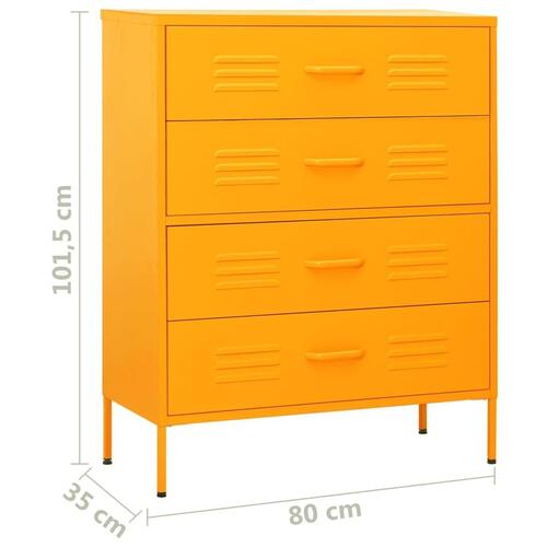 Kommode 80x35x101,5 cm Sennepsgul