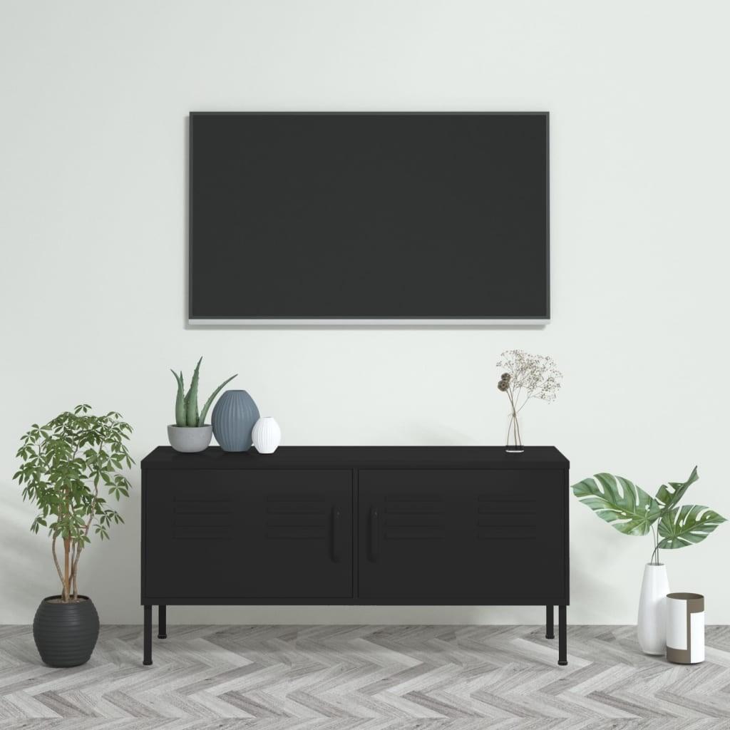 Tv-skab 105x35x50 cm stål Sort