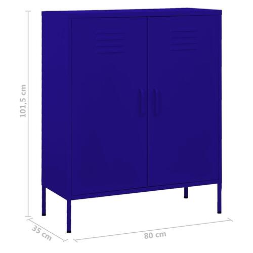 Opbevaringsskab 80x35x101,5 cm stål marineblå
