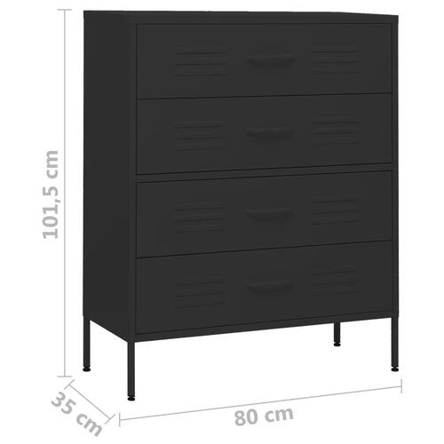 Kommode 80x35x101,5 cm Sort