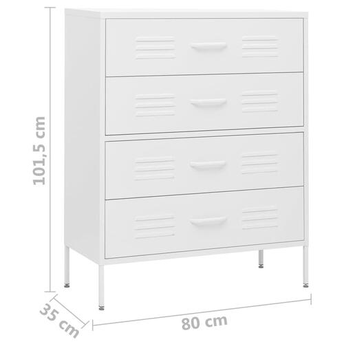 Kommode 80x35x101,5 cm Hvid