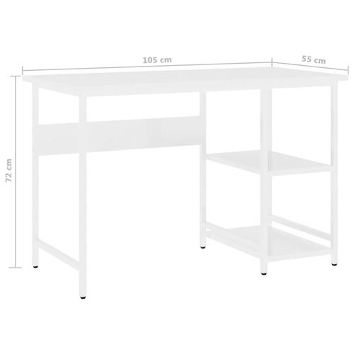 Computerbord 105x55x72 cm MDF og metal hvid