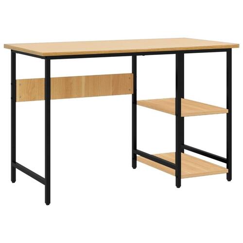 Computerbord 105x55x72 cm MDF metal sort og lys egetræsfarvet